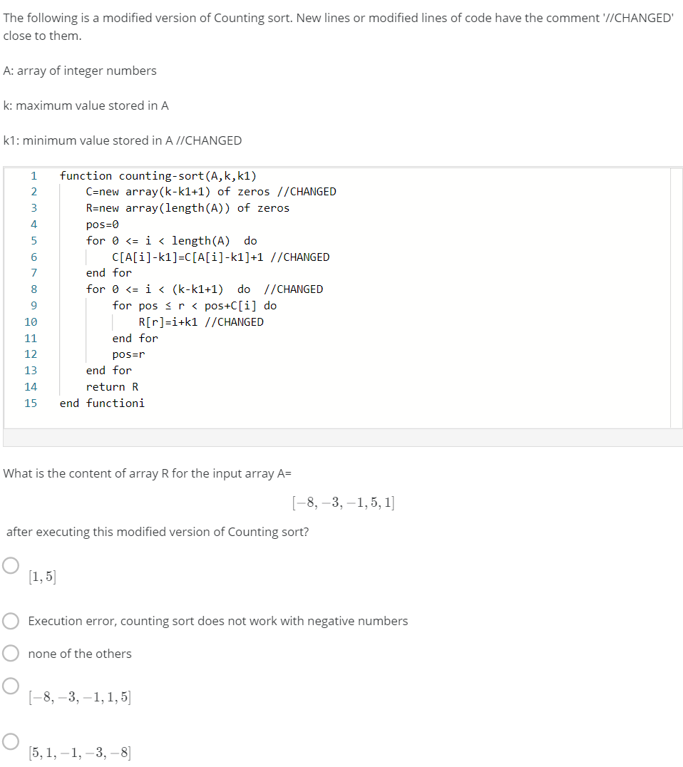 Solved The following pseudocode is a modified version of | Chegg.com