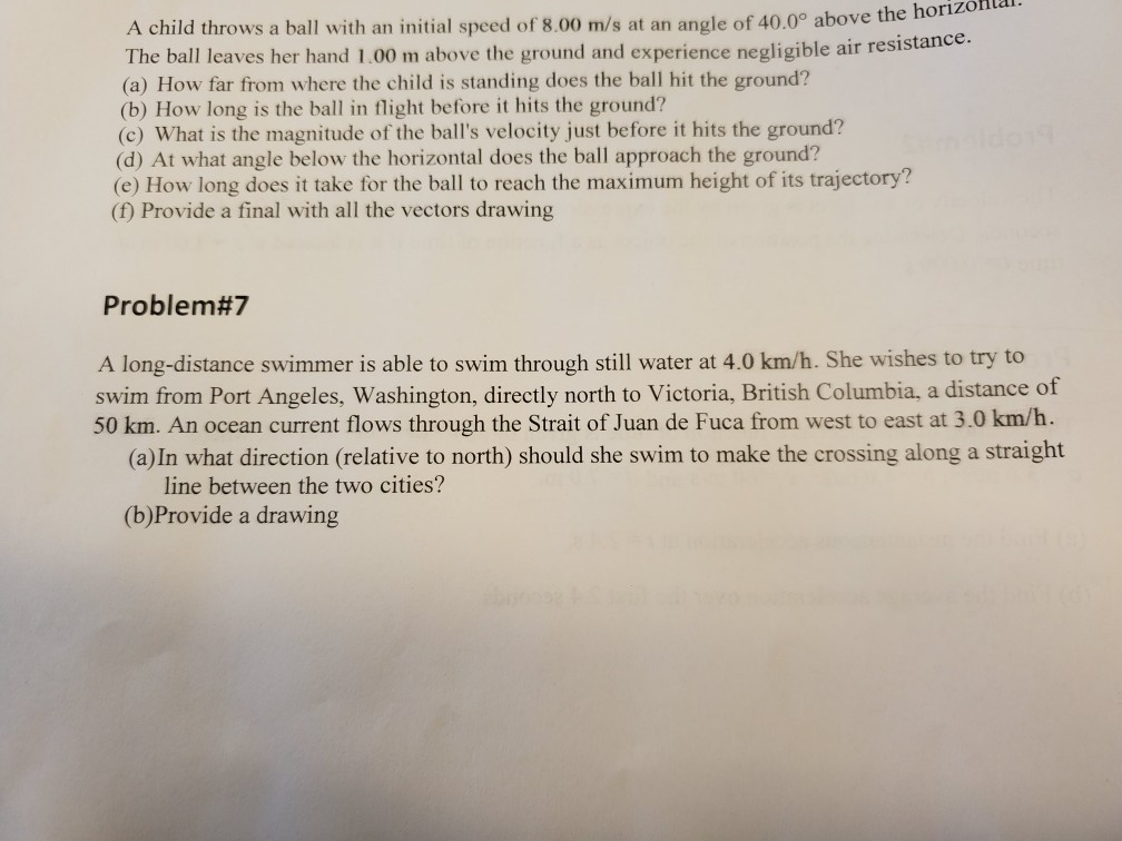 Solved A child throws a ball with an initial speed of 8.00
