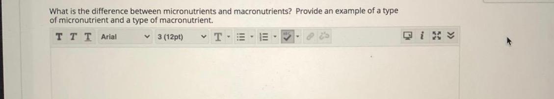Solved What is the difference between micronutrients and | Chegg.com