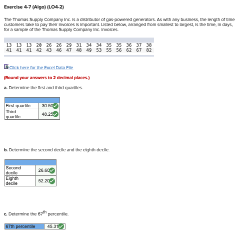 Solved Exercise Algo L The Thomas Supply Company Chegg Com