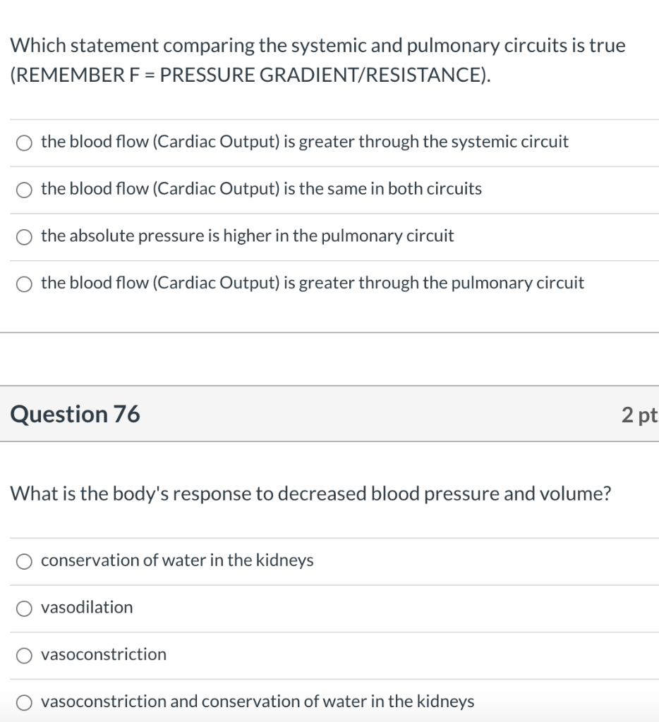 Solved Which statement comparing the systemic and pulmonary | Chegg.com