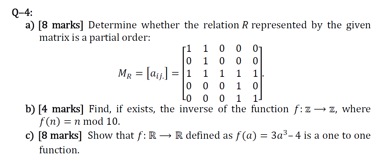 Solved Q-4: A) [8 Marks] Determine Whether The Relation R 