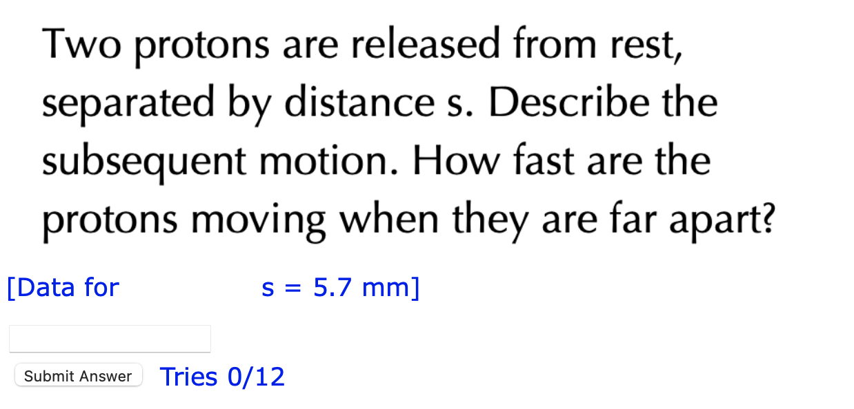 Solved Two Protons Are Released From Rest Separated By Chegg Com