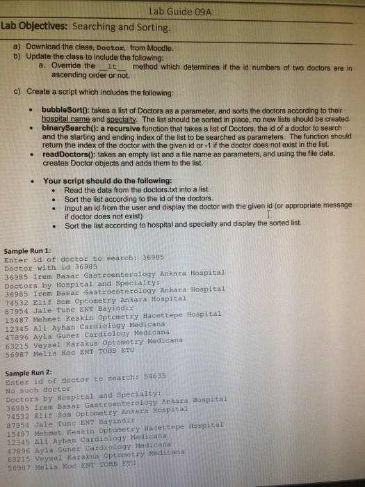 Solved Lab Guide 09A Lab Objectives: Searching and Sorting. | Chegg.com