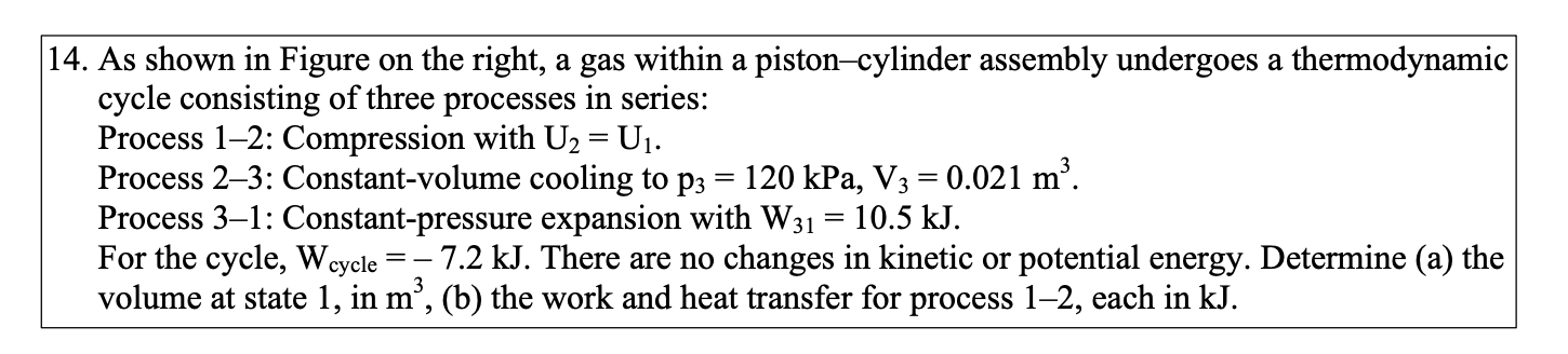 Solved 14. As shown in Figure on the right, a gas within a | Chegg.com