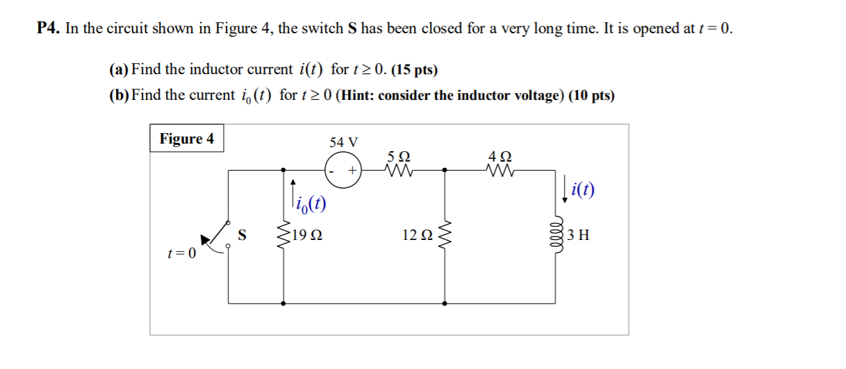 Solved P4. In the circuit shown in Figure 4, the switch S | Chegg.com