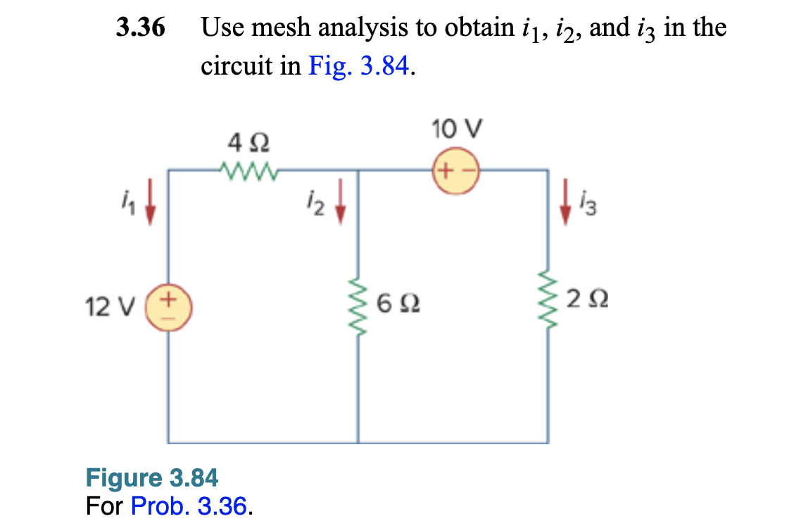 Solved 3.44 Use mesh analysis to obtain i, in the circuit of | Chegg.com