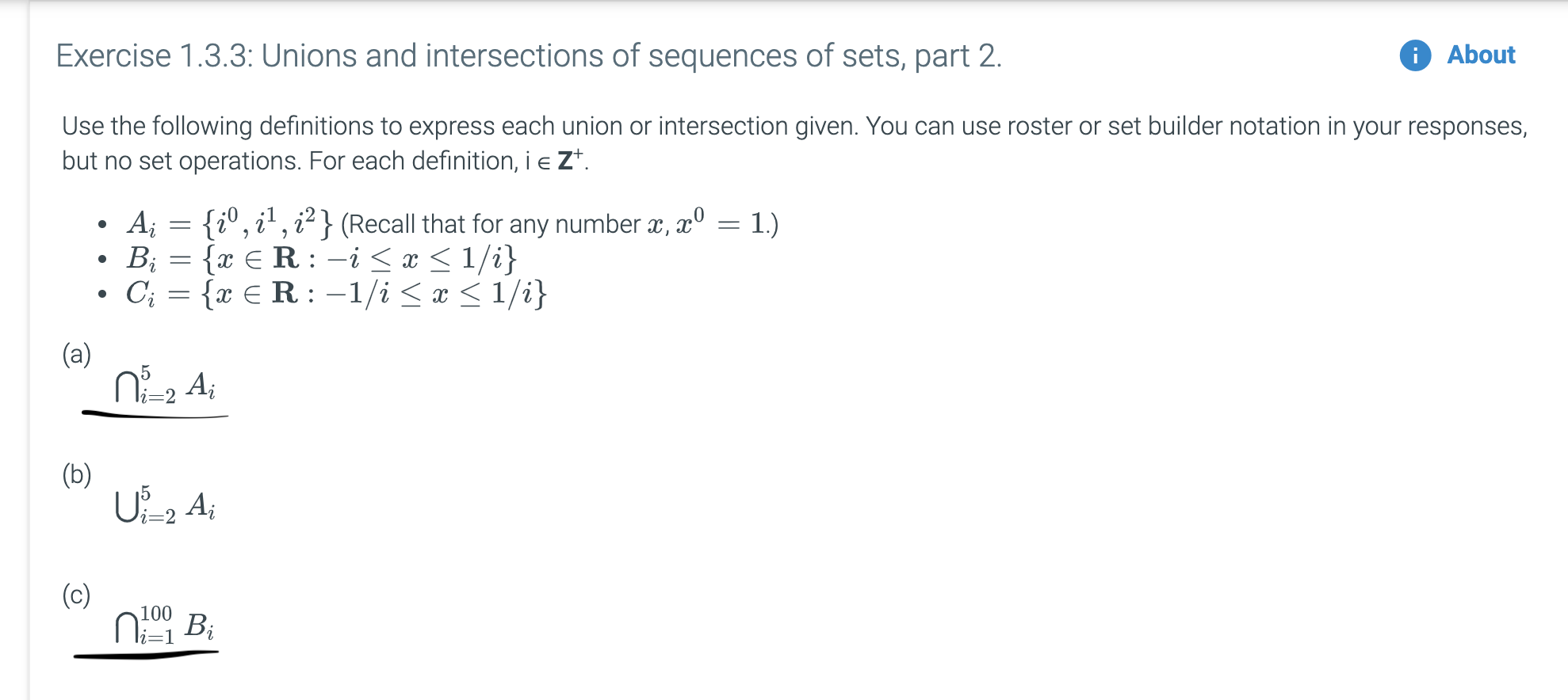 Solved Exercise 1 3 3 Unions And Intersections Of Sequen Chegg Com