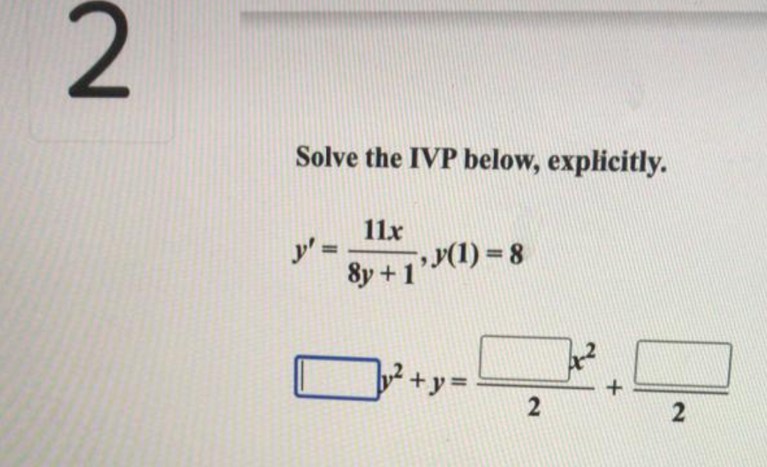 Solved 1 Solve The Ivp Y 3y 7 Y Y 0 6 2 Solve