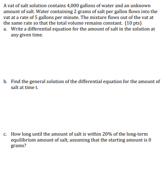 Solved A vat of salt solution contains 4,000 gallons of | Chegg.com