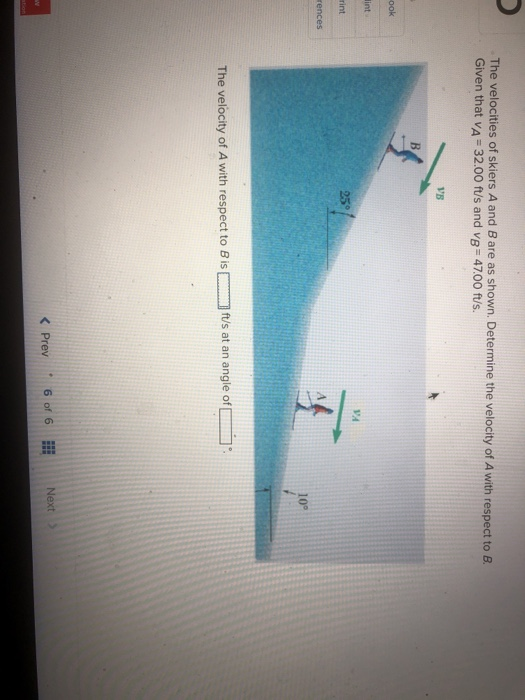 Solved The Velocities Of Skiers A And Bare As Shown. | Chegg.com