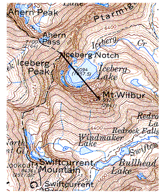 Solved Ahern Peak 6000 Ptarmis 6400 Iceberg Ahern Toox Pass | Chegg.com