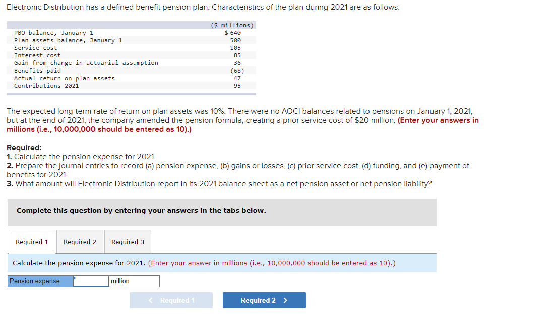 Solved Electronic Distribution has a defined benefit pension