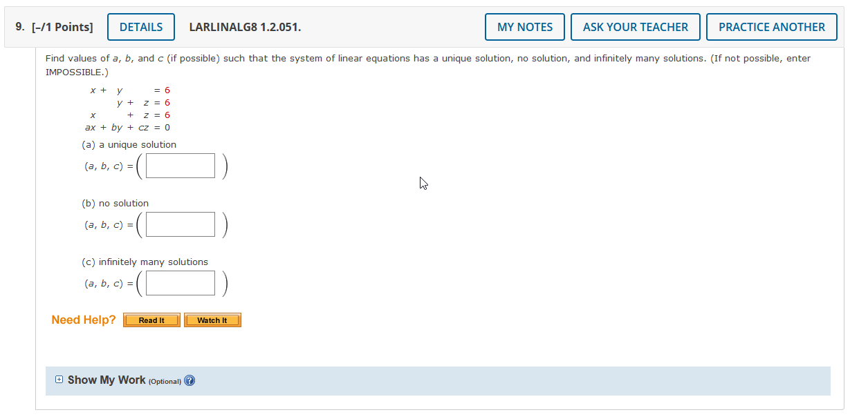 Solved Find Values Of A, B, And C (if Possible) Such That | Chegg.com