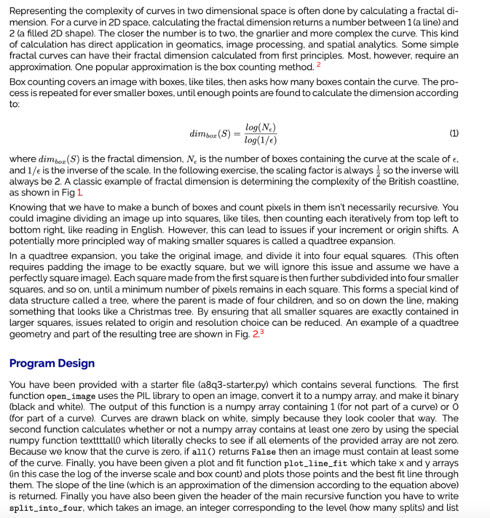 Solved Representing the complexity of curves in two | Chegg.com