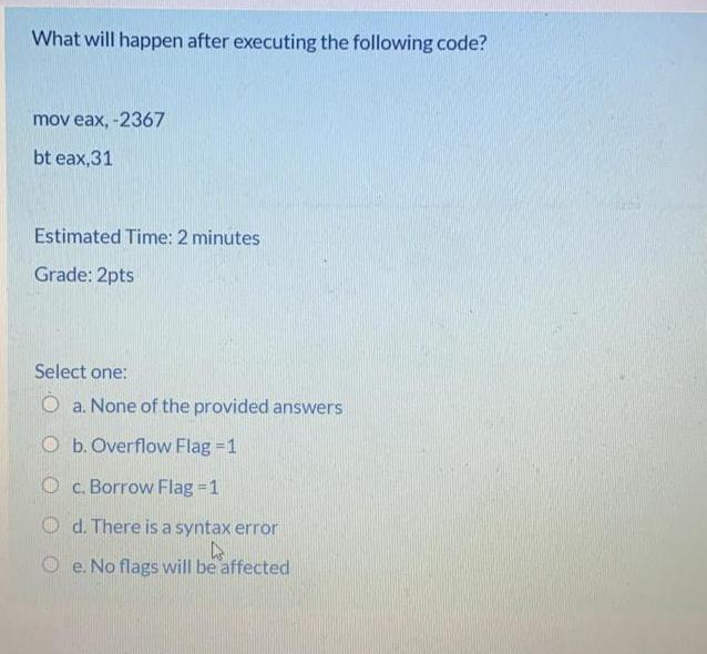 Solved What will happen after executing the following code? | Chegg.com