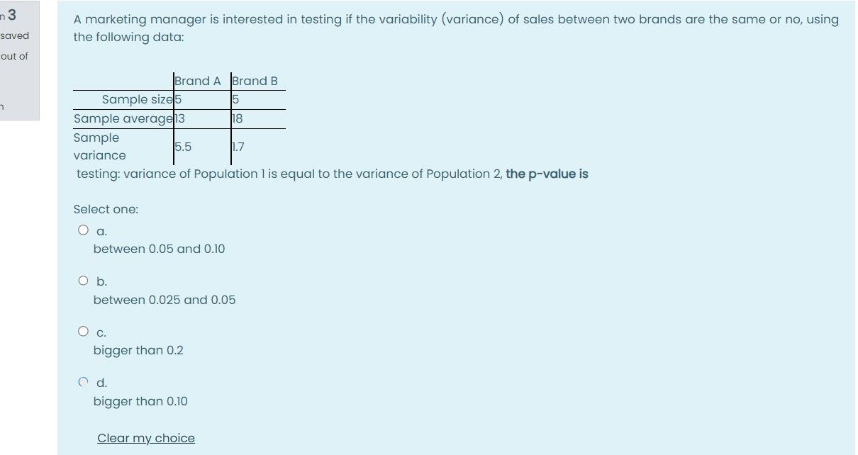 Solved A marketing manager is interested in testing if the