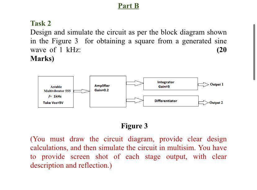 Solved Part B Task 2 Design and simulate the circuit as per | Chegg.com