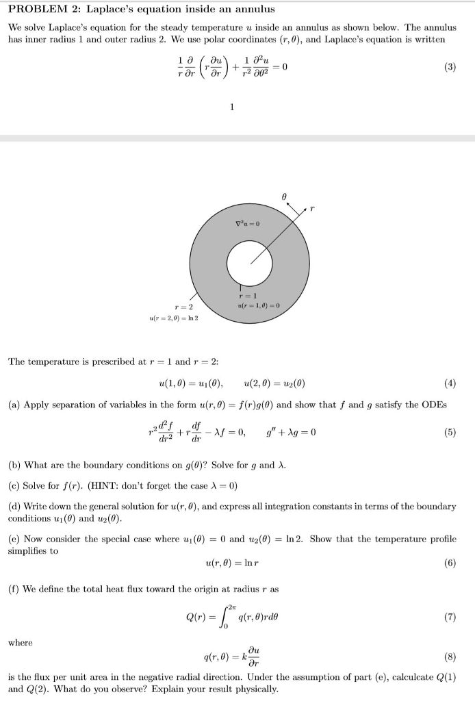 Solved Problem 2 Laplaces Equation Inside An Annulus We 4834