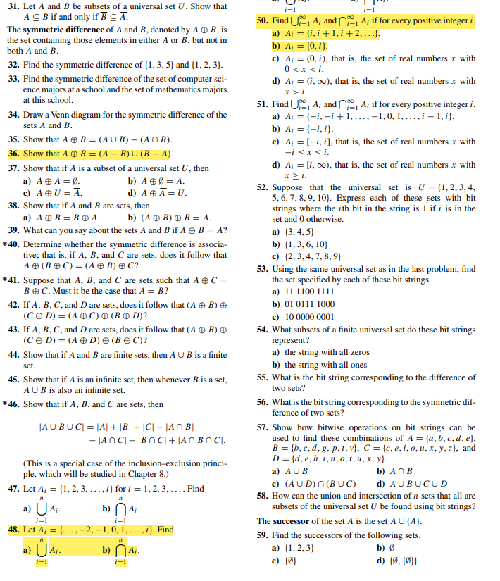 Solved 31. Let A And B Be Subsets Of A Universal Set U. Show | Chegg.com