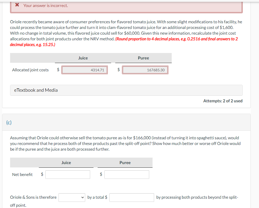 Oriole \& Sons produces tomato juice and tomato puree