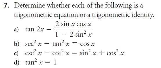 Solved 7. Determine whether each of the following is a | Chegg.com