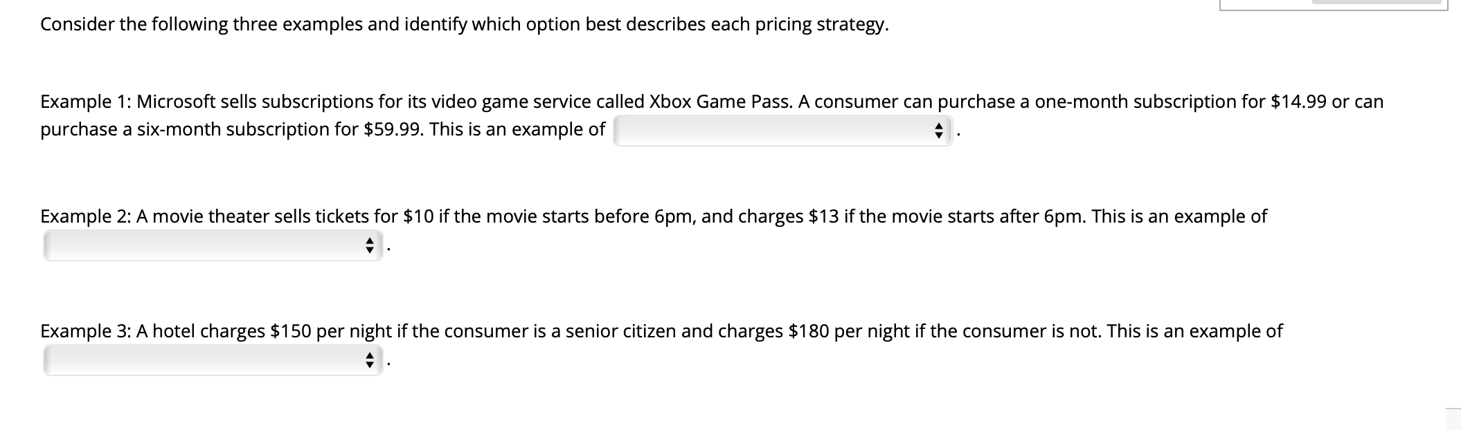 Solved Consider the following three examples and identify Chegg