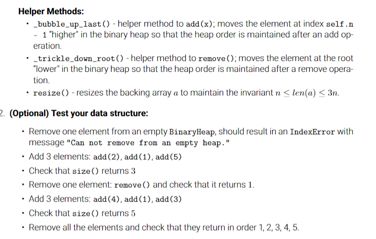 Solved mplement BinaryHeap Files to modify: BinaryHeap.py | Chegg.com