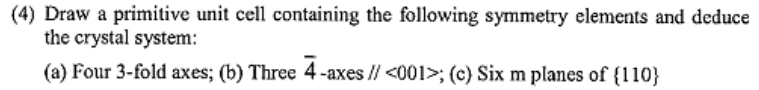Solved (4) Draw a primitive unit cell containing the | Chegg.com