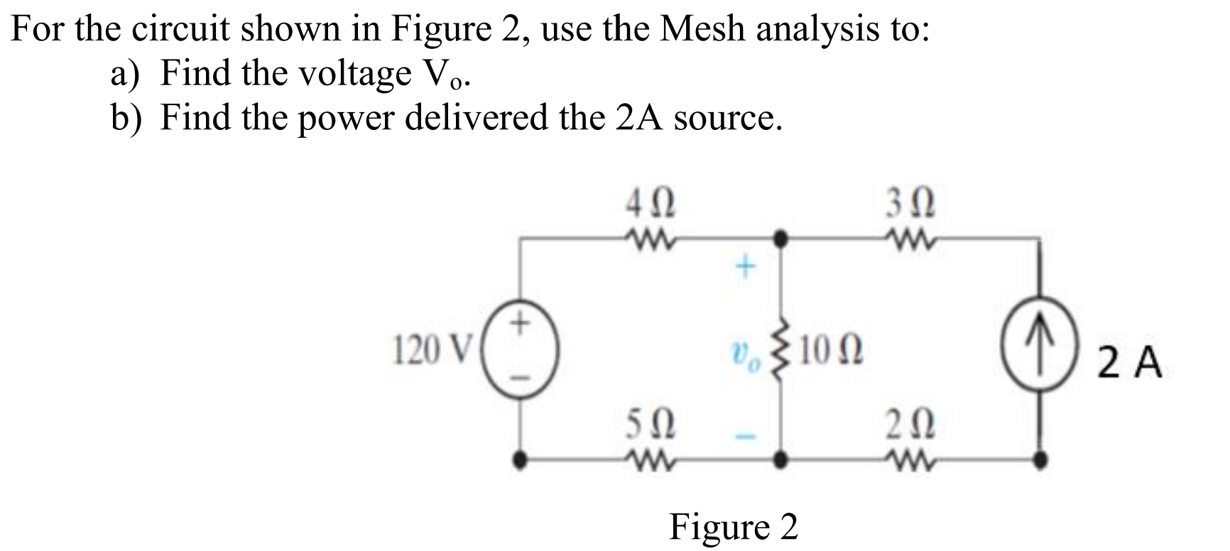 Solved For the circuit shown in Figure 2, use the Mesh | Chegg.com