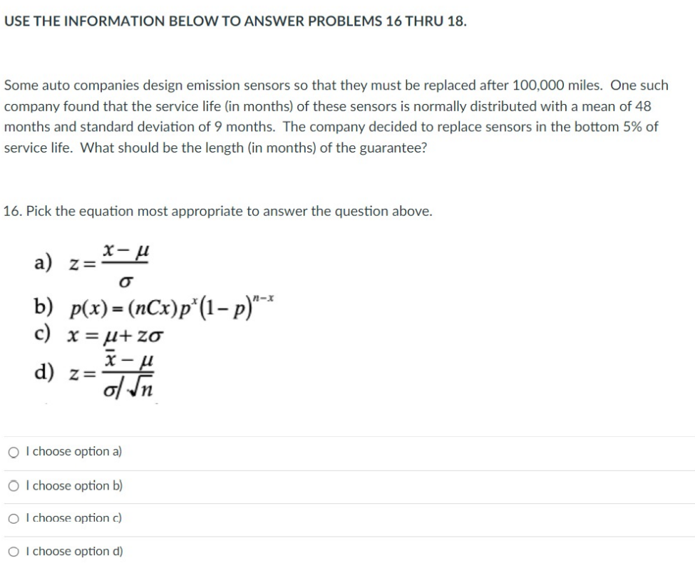 Solved USE THE INFORMATION BELOW TO ANSWER PROBLEMS 16 THRU | Chegg.com