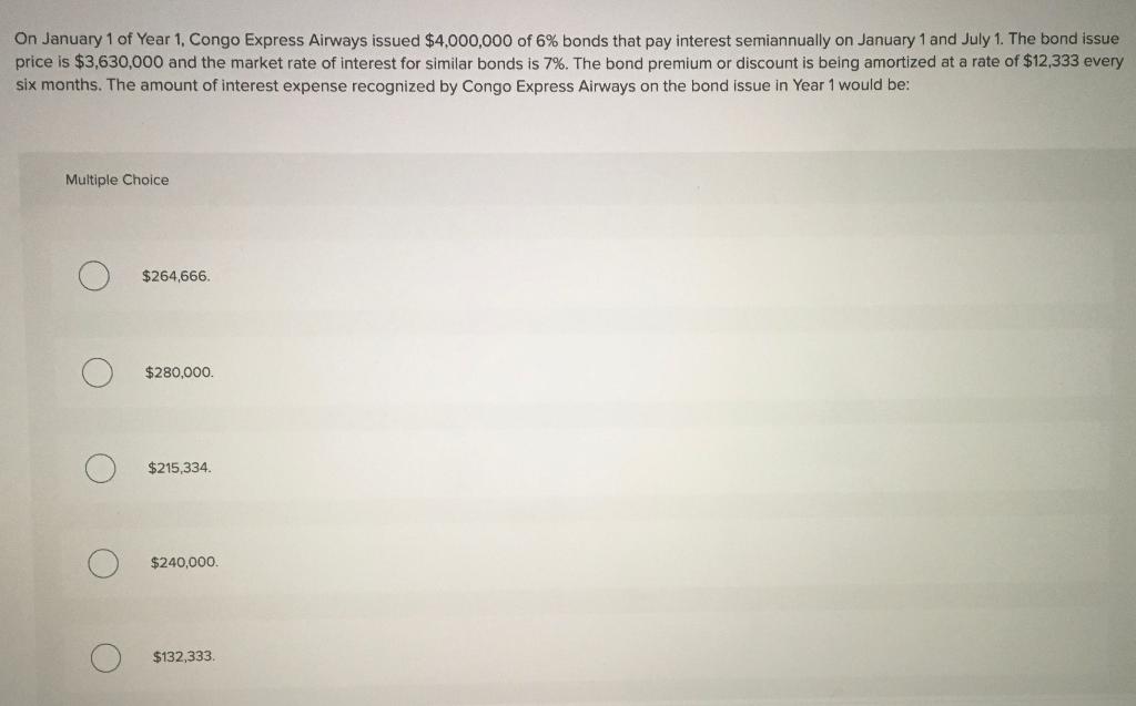 Solved On January 1 of Year 1. Congo Express Airways issued