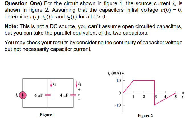 Solved Question One) For the circuit shown in figure 1, the | Chegg.com