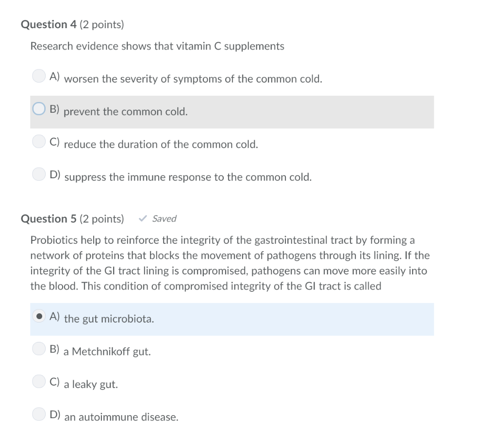 Solved Question 4(2 points) Research evidence shows that | Chegg.com