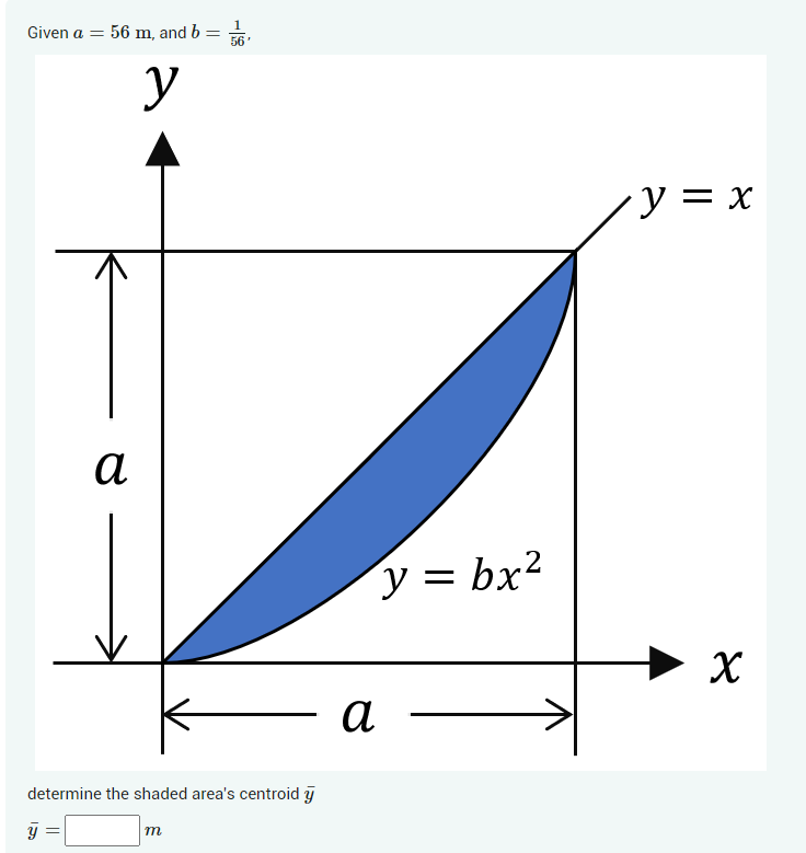 Given \( a=56 \mathrm{~m} \), and \( b=\frac{1}{r c} \),