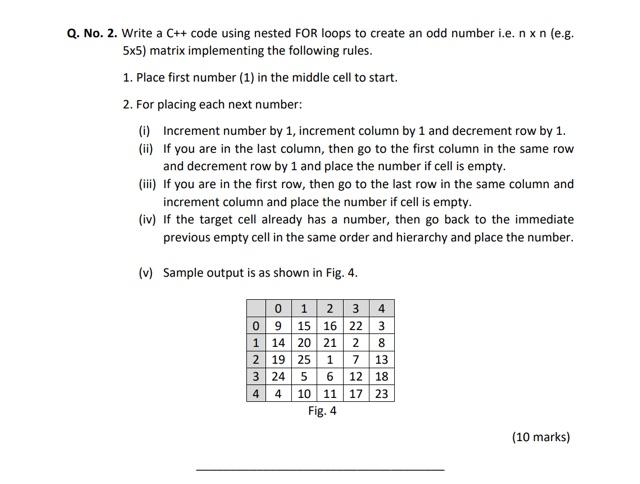 Solved Q. No. 2. Write a C++ code using nested FOR loops to | Chegg.com