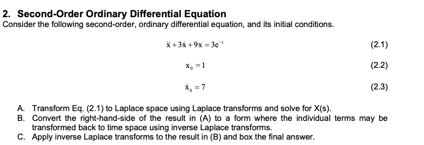 Solved Second-Order Ordinary Differential EquationConsider | Chegg.com