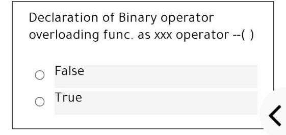 Solved Declaration of Binary operator overloading func. as | Chegg.com