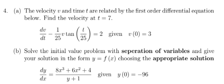 Solved 4. (a) The velocity v and time t are related by the | Chegg.com