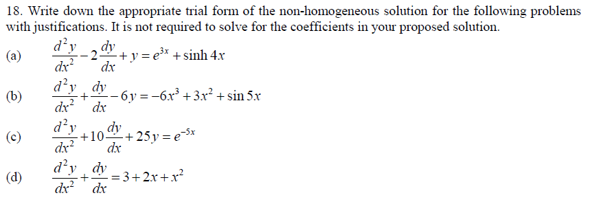 Solved 18. Write Down The Appropriate Trial Form Of The | Chegg.com