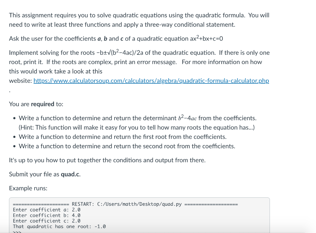 the quadratic formula assignment edgenuity answers