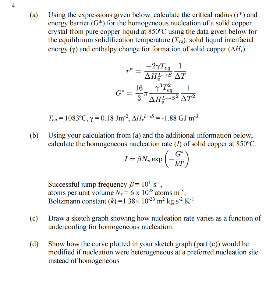 a) Using the expressions given below, calculate the | Chegg.com