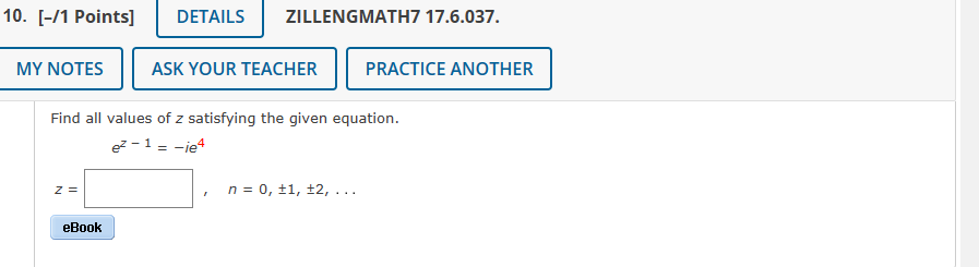 Solved Find all values of z satisfying the given equation. | Chegg.com