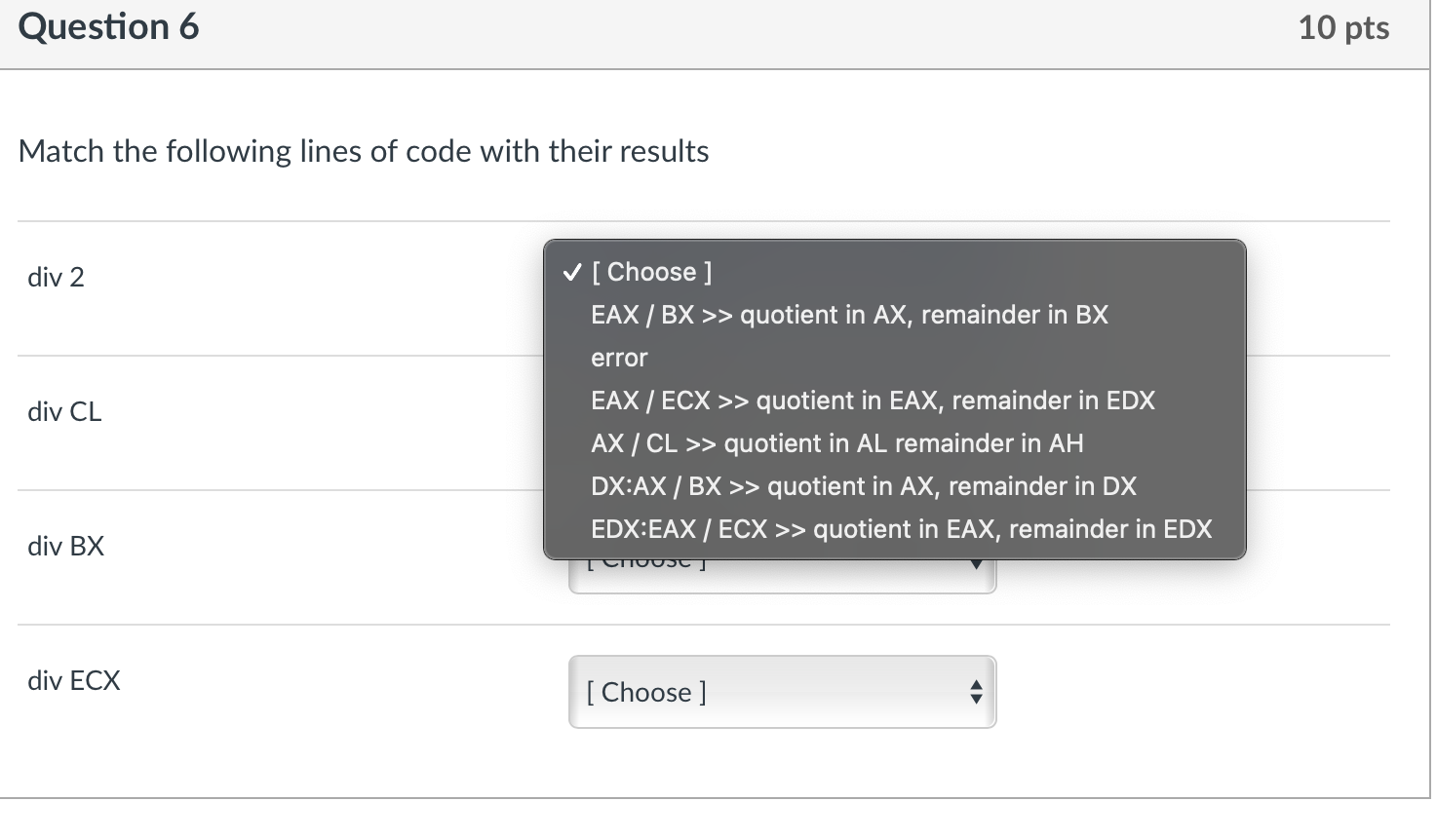 Solved Question 6 10 pts Match the following lines of code | Chegg.com