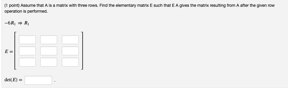 Solved (1 point) Assume that A is a matrix with three rows. | Chegg.com