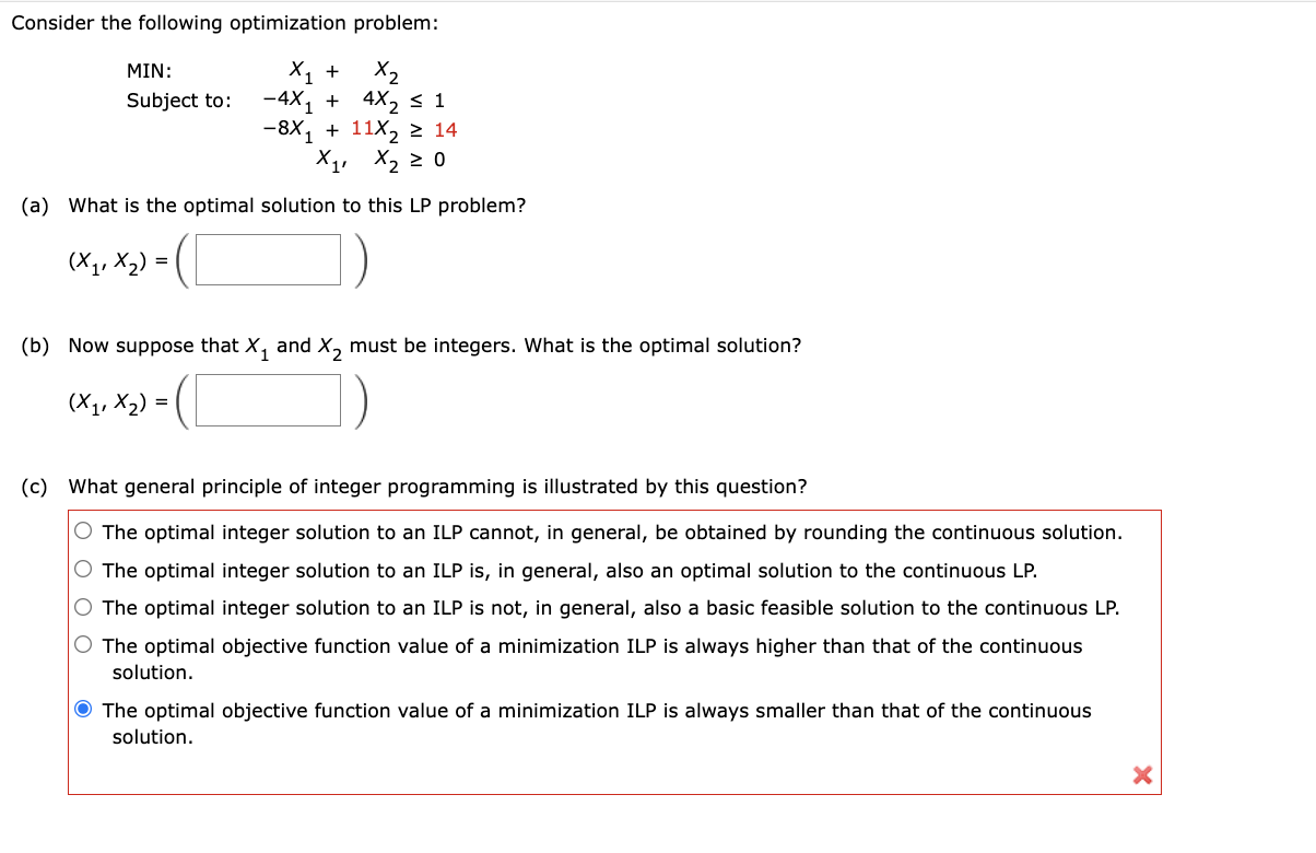 Solved Consider The Following Optimization Problem: MIN: | Chegg.com