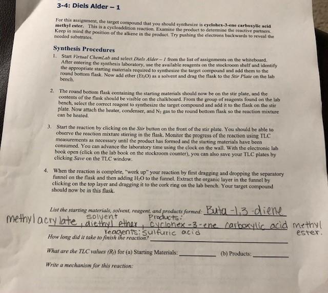 3-4: Diels Alder - 1 For this assignment, the target | Chegg.com