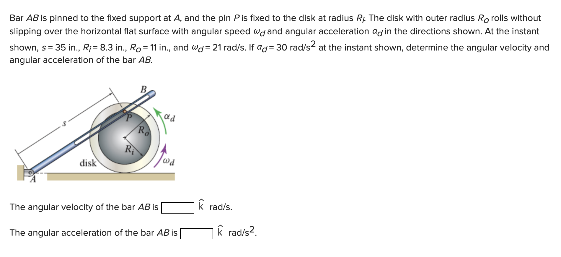 Solved Bar AB is pinned to the fixed support at A, and the | Chegg.com