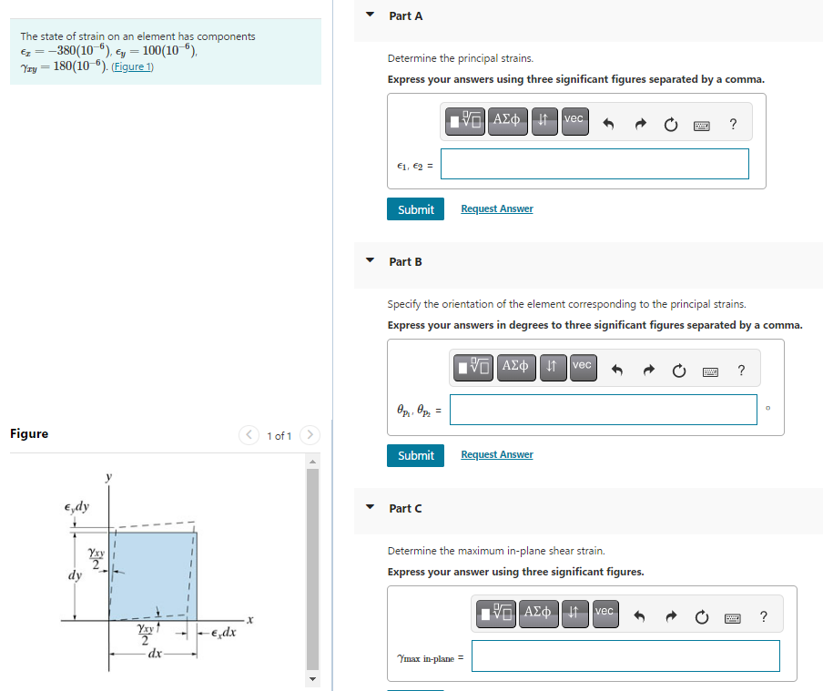 Solved The state of strain on an element has components The | Chegg.com