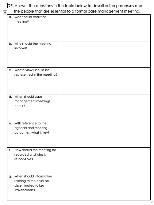 Solved Q5. Answer the questions in the table below to | Chegg.com